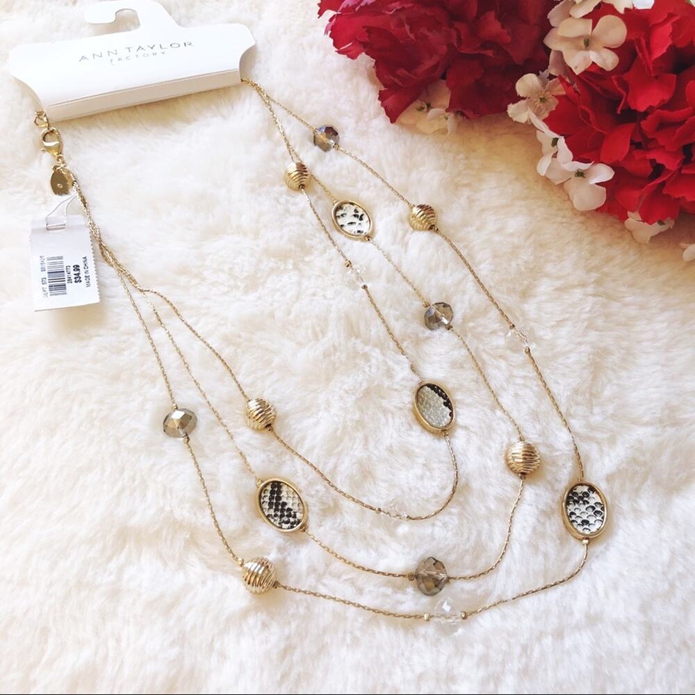 Ann Taylor Gold Snake Print Illusion Necklace